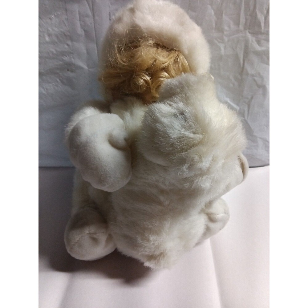 1990s Porcelain Face Soft Body Doll Holding On A Bear